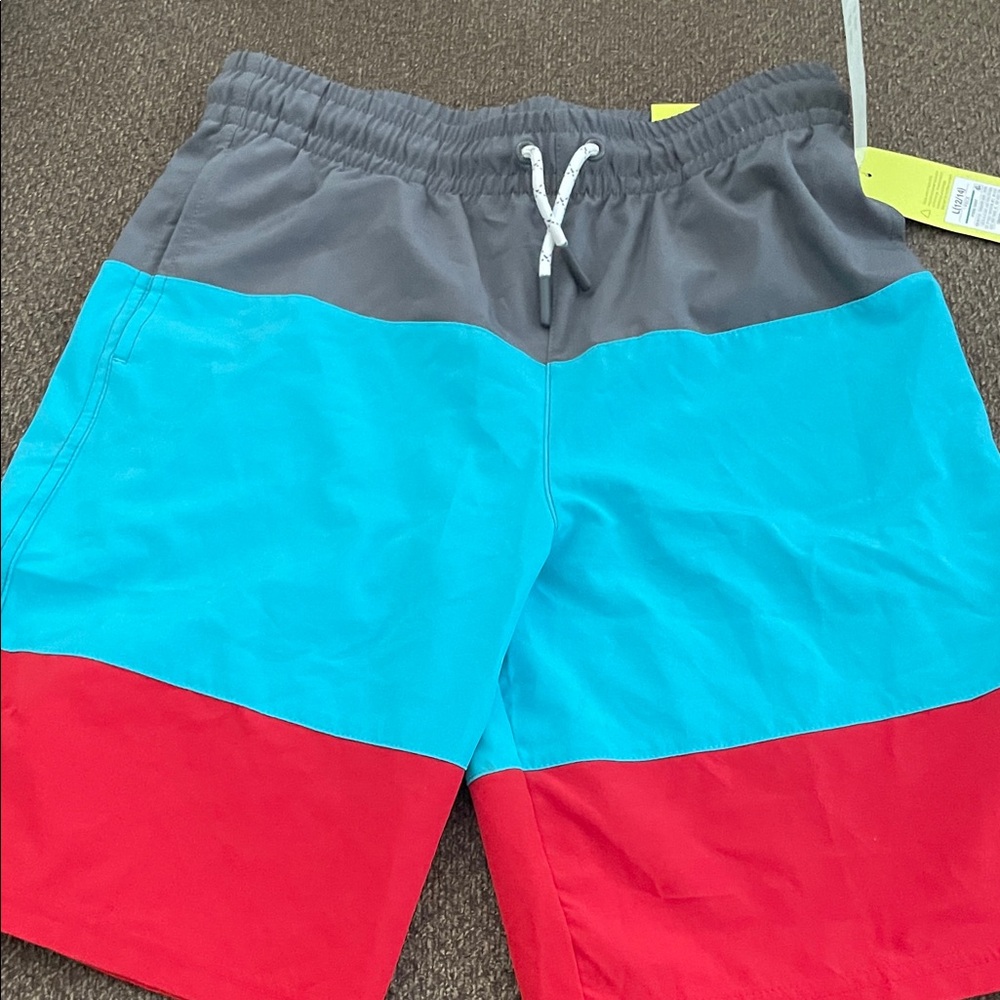 All in Motion Kids Swim Trunks - Gray, Blue, and Red
